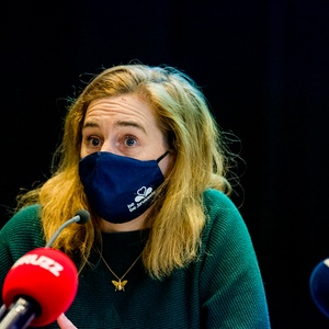 Elke Van den Brandt (Groen), minister van de Brusselse Hoofdstedelijke Regering, belast met Mobiliteit, Openbare Werken en Verkeersveiligheid